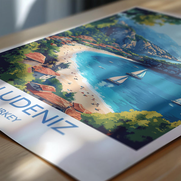 Oludeniz Travel Print Wall Art, Travel Poster of Oludeniz, Turkey Wall Art, Oludeniz Art Lovers Gift, Wall Art Print