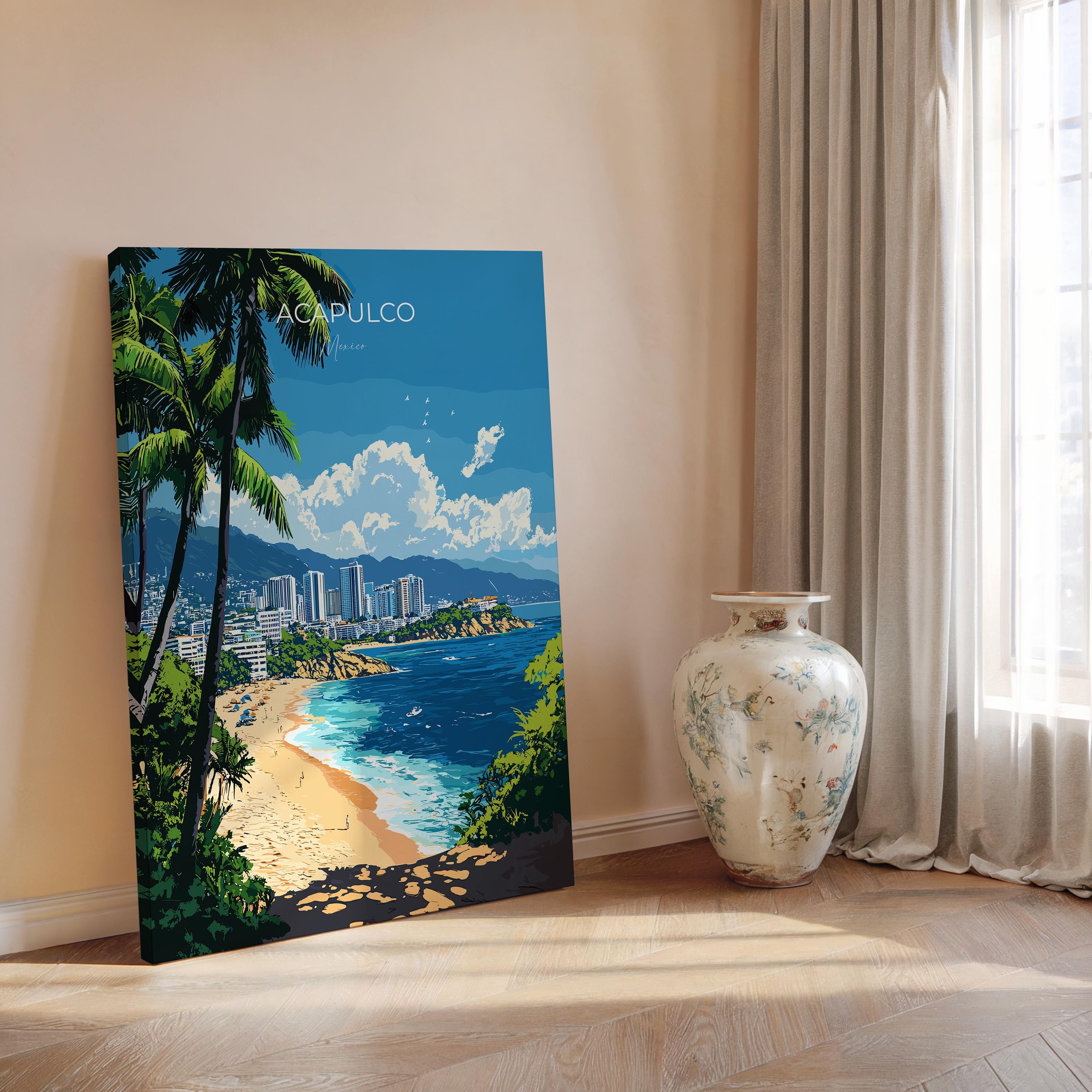 Acapulco Travel Poster Wall Art, Print of Acapulco, Mexico Coast Art Gift, Mexico Cities Art, NQ Media Designs