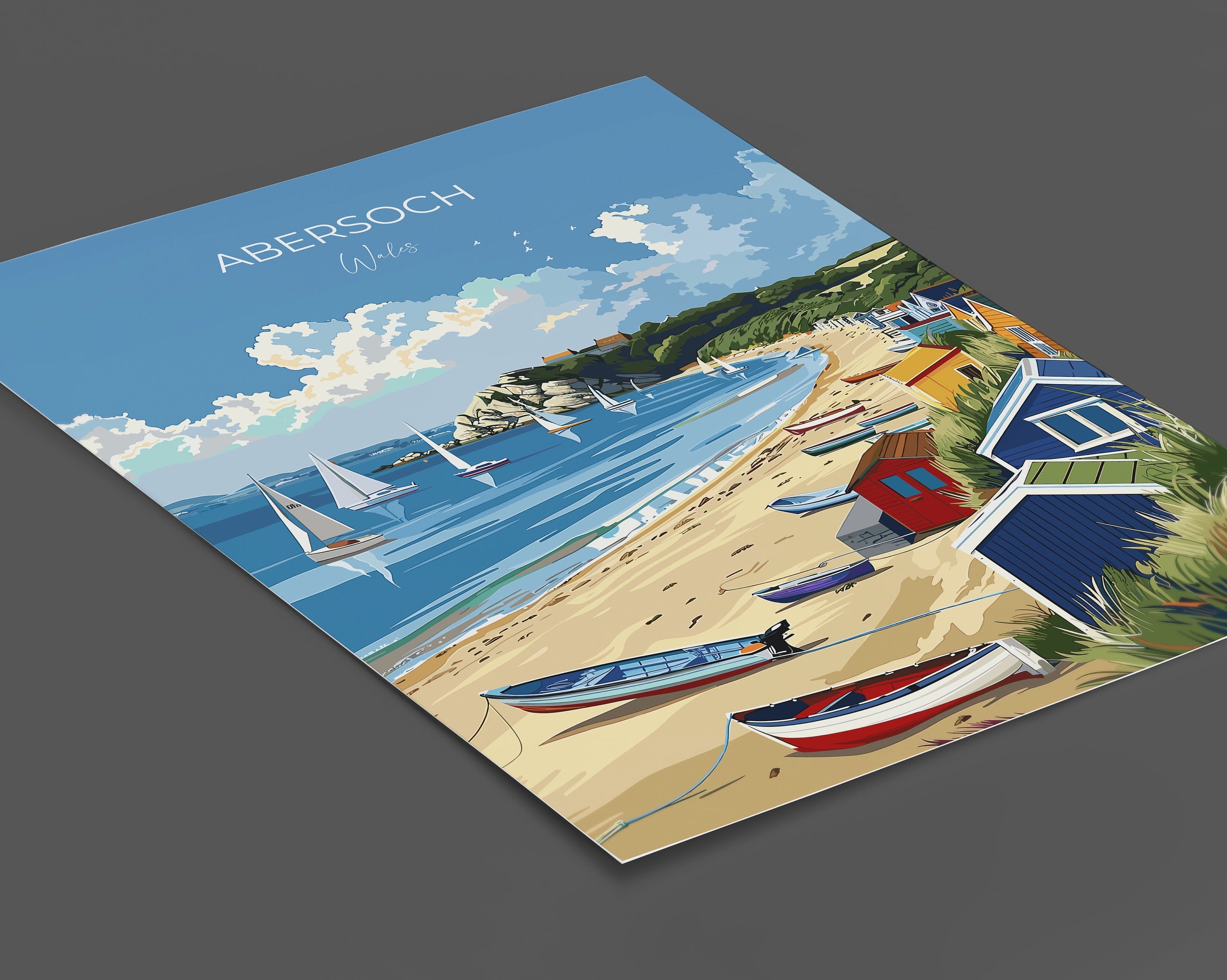 Abersoch Travel Poster Wall Art, Abersoch Travel Print, Wales, Welsh Art, Abersoch Art lovers Gift, Wall Art Print NQ Media Designs