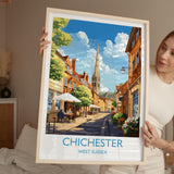 Chichester Travel Poster Wall Art, West Sussex Travel Print, English Countryside Art Gift, Wall Art Print NQ Media Designs