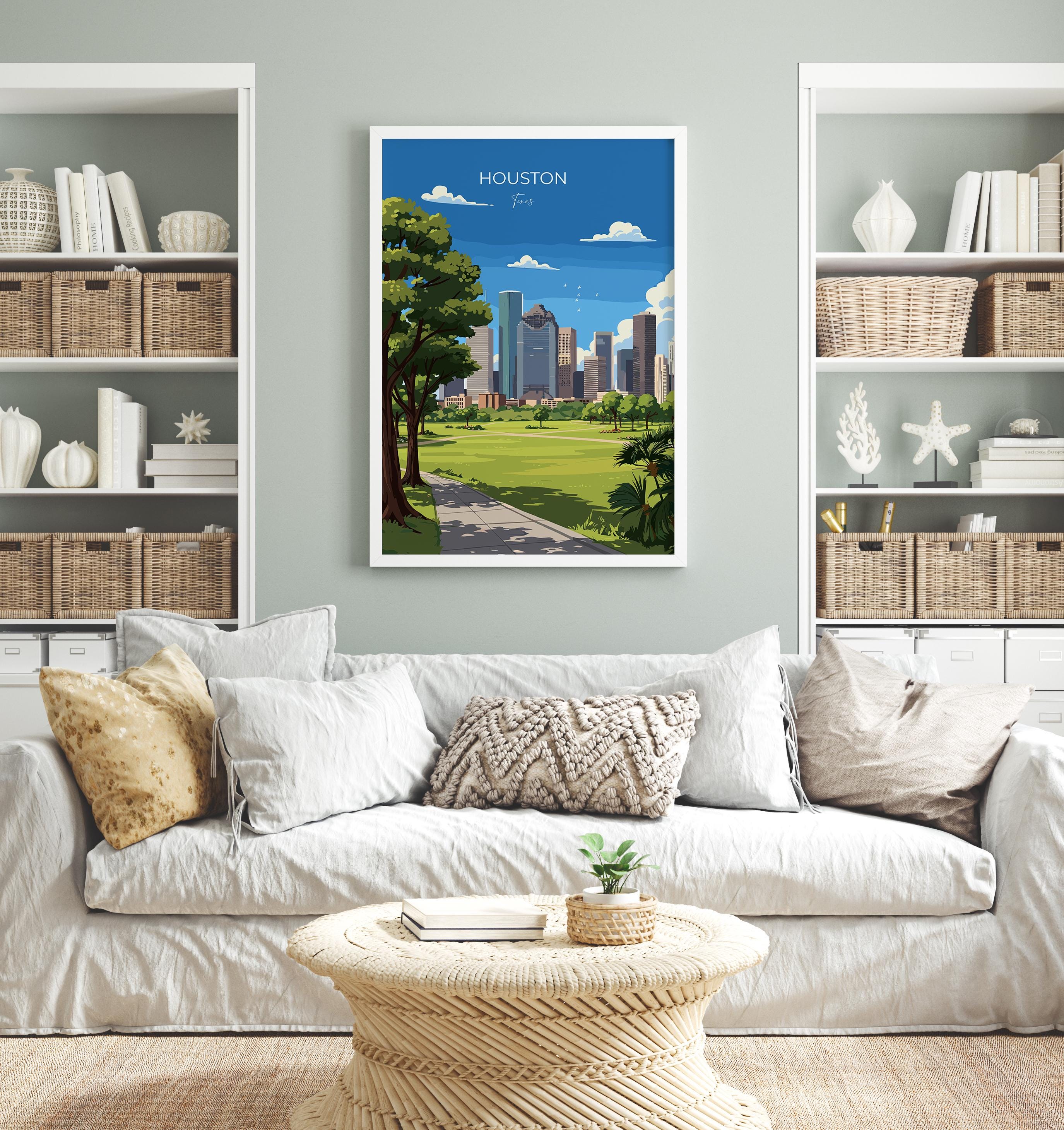 Houston Travel Poster Wall Art Print, Travel Print of Houston, Texas, US City Art Lovers Gift, USA Gift, NQ Media Designs