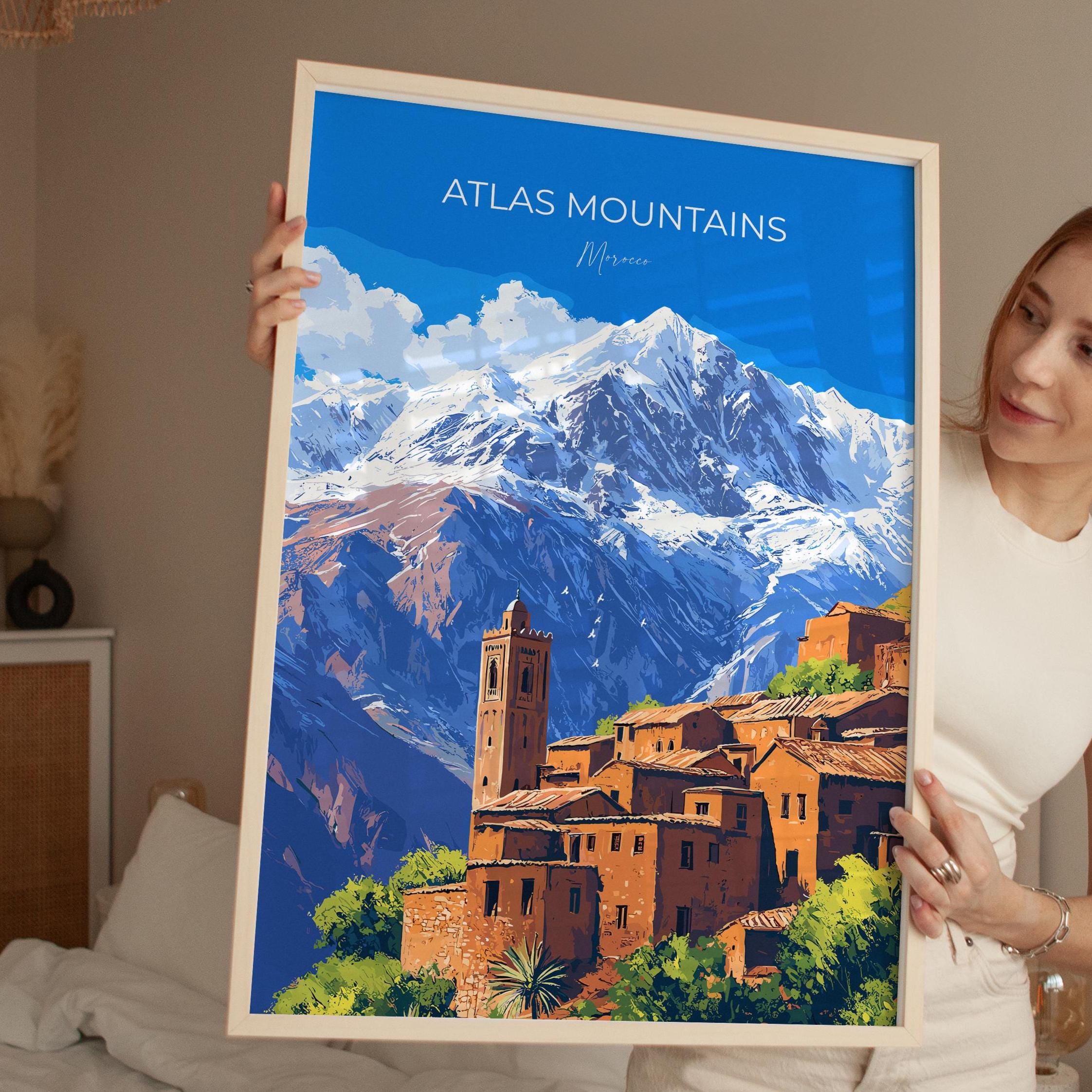 Atlas Mountains Travel Poster Wall Art, Travel Print of Atlas Mountains Art Lovers Gift, Morocco Wall Art NQ Media Designs