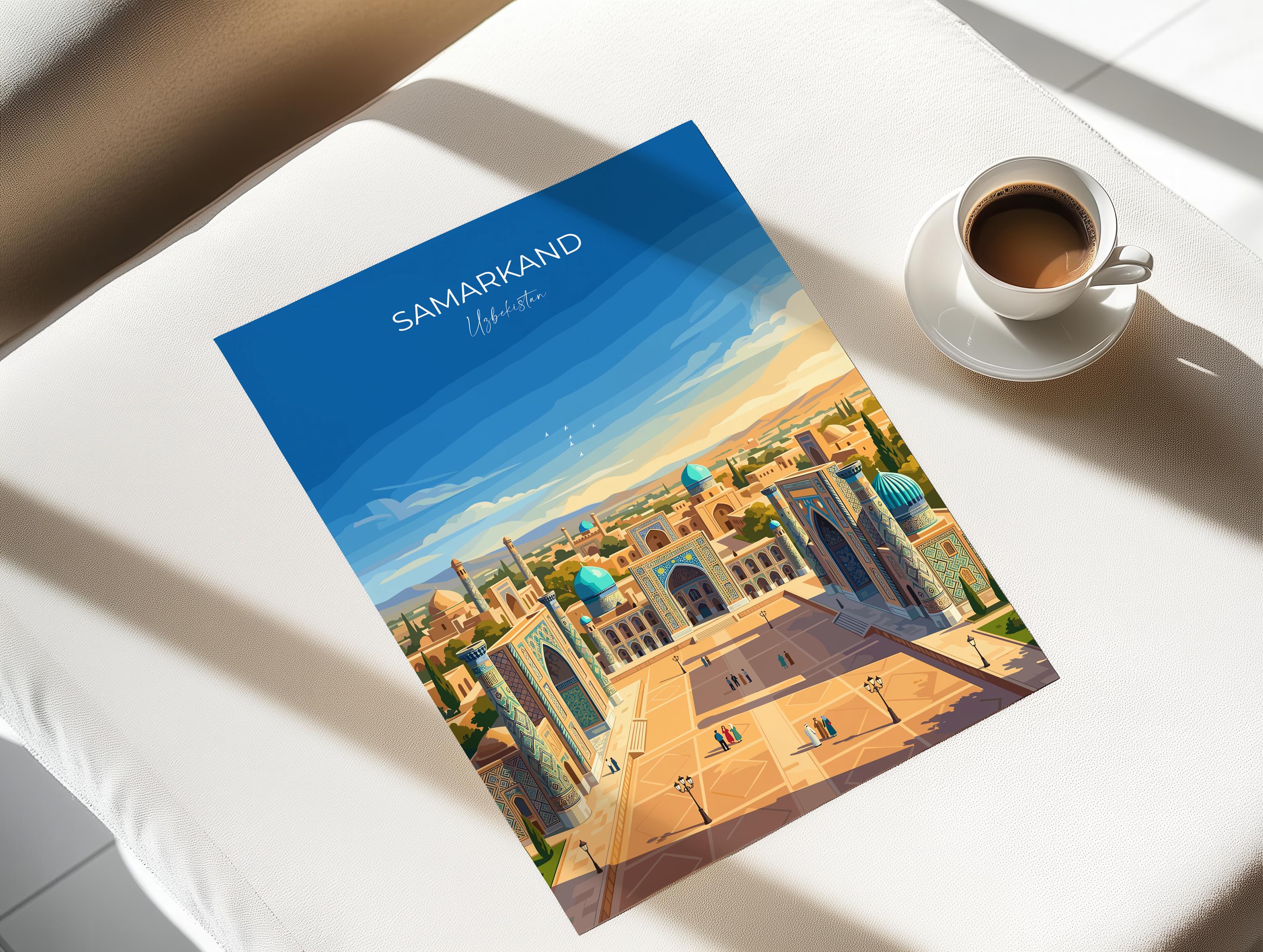 Samarkand Uzbekistan Travel Print, Registan Square Wall Art, Silk Road Print, Central Asia Travel Poster, Islamic Architecture Decor
