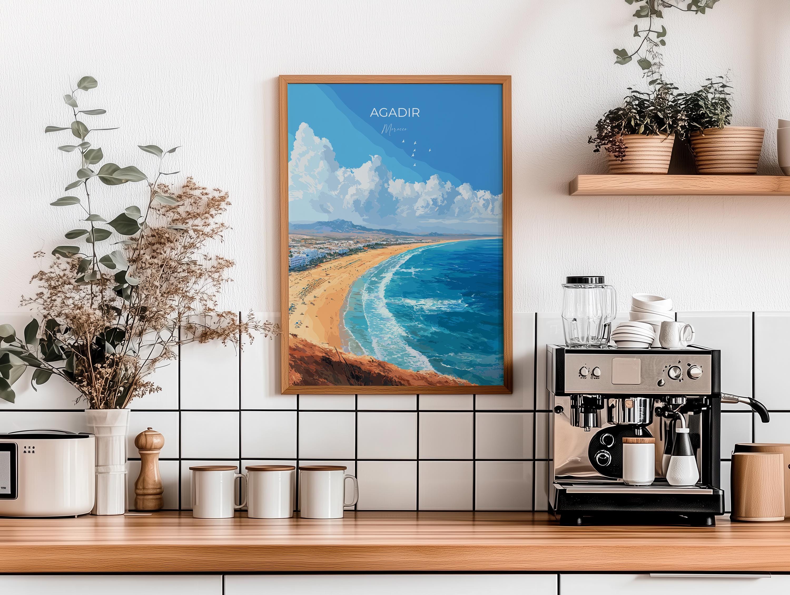 Agadir Travel Poster Wall Art, Travel Print of Agadir, Agadir Art Lovers Gift, Morocco Wall Art NQ Media Designs