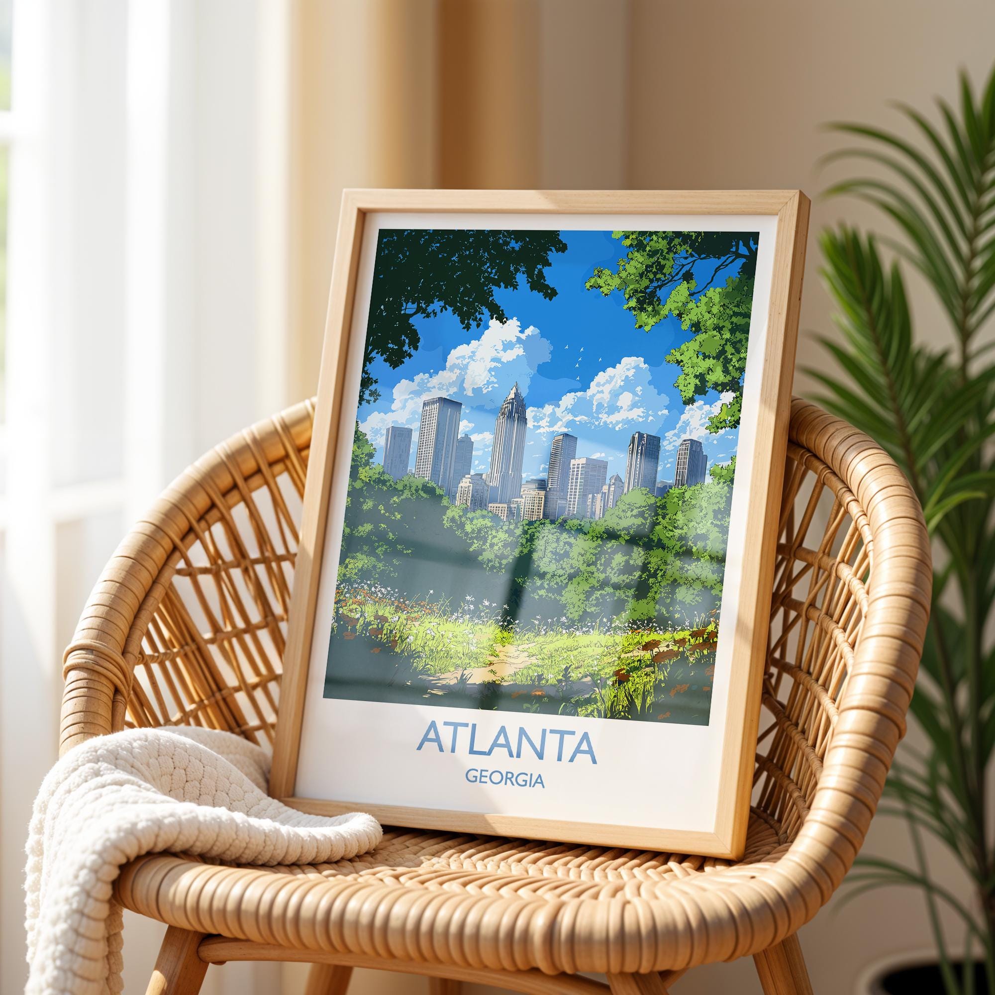 Atlanta Travel Print, Travel Poster of Atlanta, Georgia, Atlanta City Art Lovers Gift, USA Gift, Wall Art Print NQ Media Designs