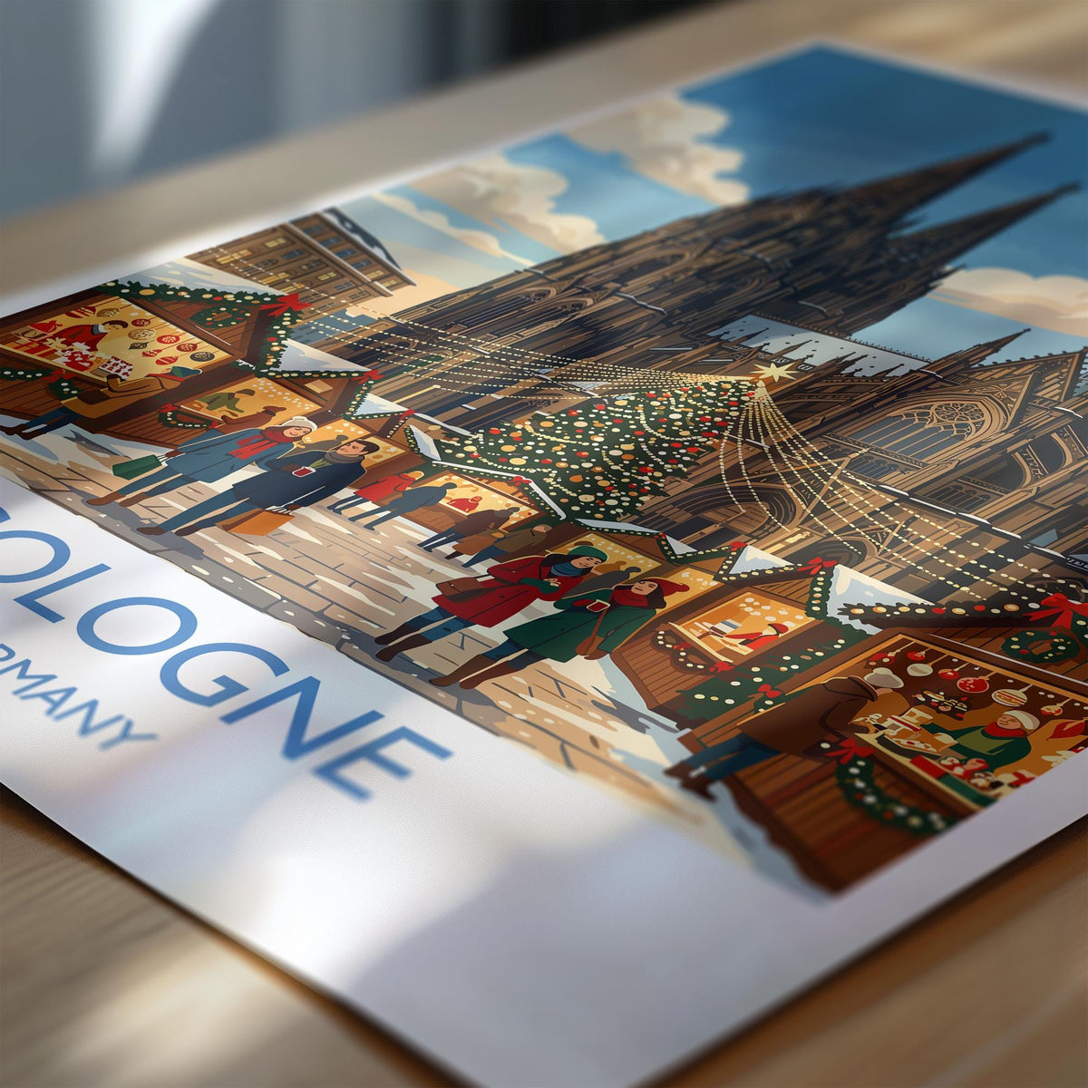 Cologne Christmas Travel Print | Cologne Cathedral, Germany Wall Art