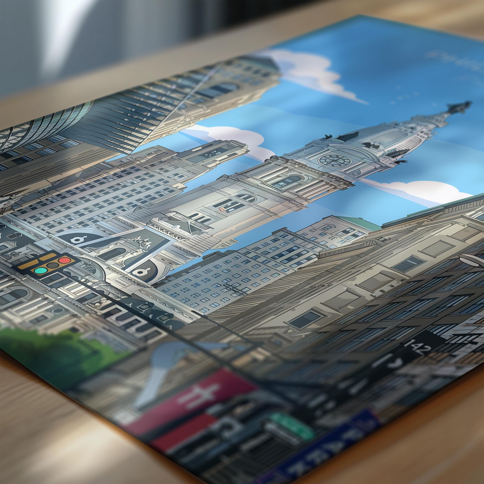 Philadelphia City Art Poster, Philadelphia Skyline View, Pennsylvania Travel Print, US City Gift NQ Media Designs