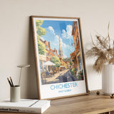 Chichester Travel Poster Wall Art, West Sussex Travel Print, English Countryside Art Gift, Wall Art Print NQ Media Designs