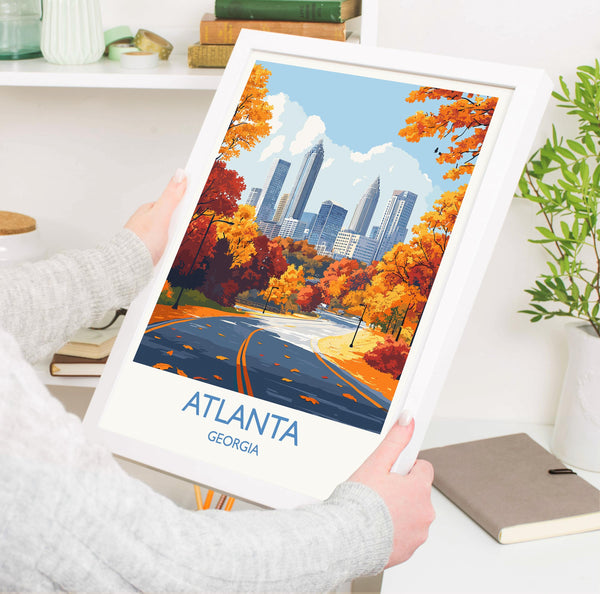 Atlanta Travel Print, Travel Poster of Atlanta, Georgia, Atlanta City Art Lovers Gift, USA Gift, Wall Art Print
