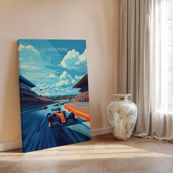 Silverstone Travel Print Wall Art, Travel Poster of Silverstone, Motorsport Art Lovers Gift, Northamptonshire, English Countryside