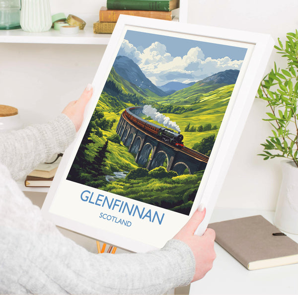 Glenfinnan Viaduct Travel Print Wall Art, Scottish Highlands Art, Railway Bridge Poster, Scotland Landscape, Steam Train Decor Artwork
