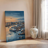 Southampton Port Travel Print, Southampton Docks Wall Art, Cruise Ship Harbour Poster, Historic Port Illustration, UK Coastal Decor