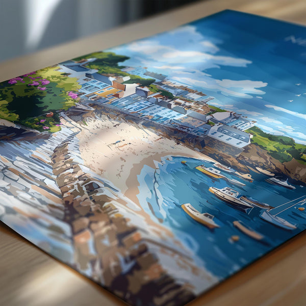 New Quay Travel Print Wall Art, New Quay Travel Poster, Wales, Ceredigion Welsh Art Gift, Wall Art Print