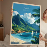 Tahiti Travel Print Wall Art, Travel Poster of Tahiti, French Polynesia, South Pacific Islands Art Lovers Gift NQ Media Designs