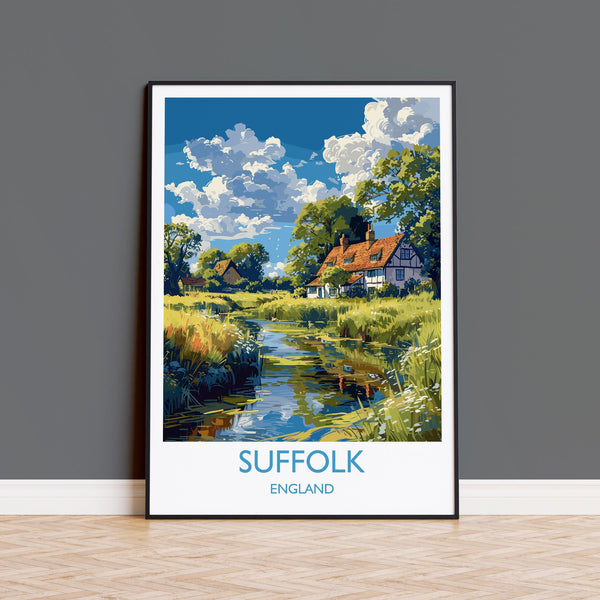 Suffolk Print Wall Art, Travel Poster of Suffolk, England, Suffolk Art Lovers Gift, England Wall Art Print