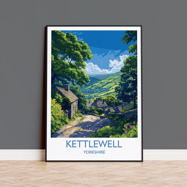 Kettlewell Travel Print Wall Art, Travel Poster of Kettlewell, Kettlewell Art Print, North Yorkshire Wall Print, Yorkshire Art Lovers Gift