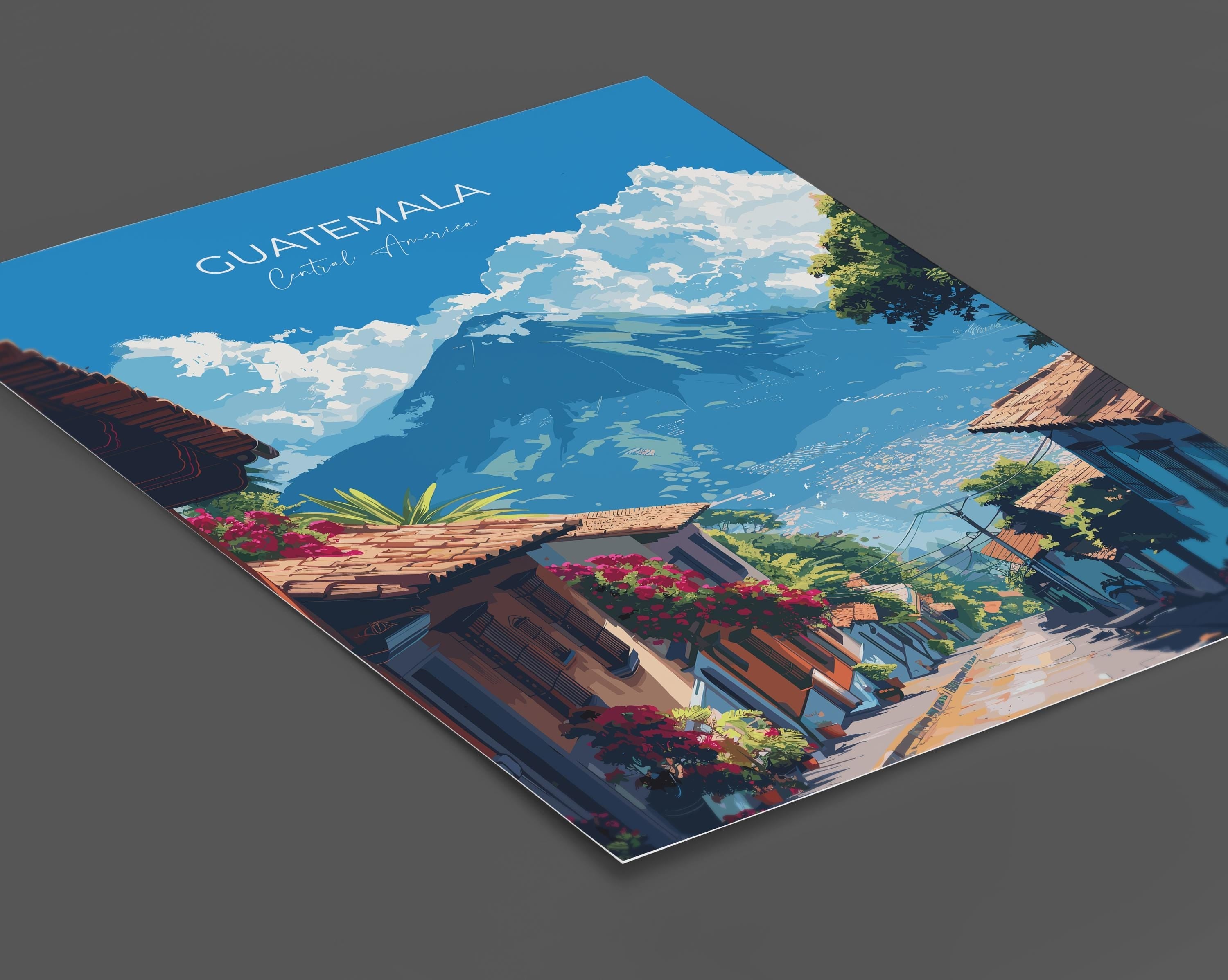 Guatemala Travel Poster, Travel Print of Guatemala, Central America Poster, Guatemala Wall Art Lovers Gift NQ Media Designs