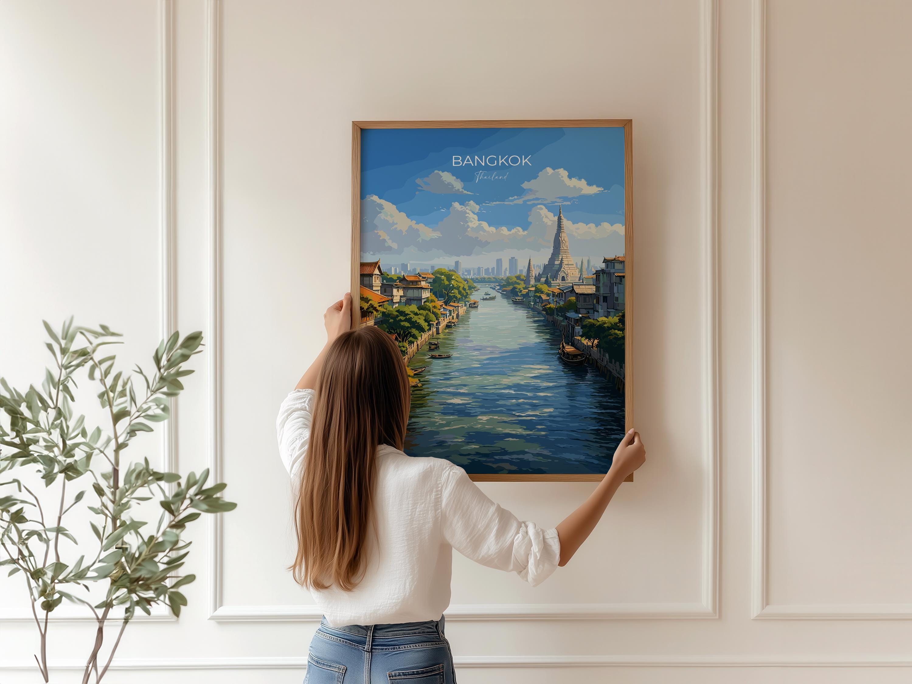 Bangkok Print Wall Art, Bangkok Travel Poster, Thailand Wall Art, Bangkok Art Lovers Gift, Thailand Gift NQ Media Designs