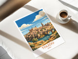 Toledo Spain Print, Toledo Cathedral Wall Art with Border, Alcazar Poster, Spain Travel Print, Toledo Gift Print