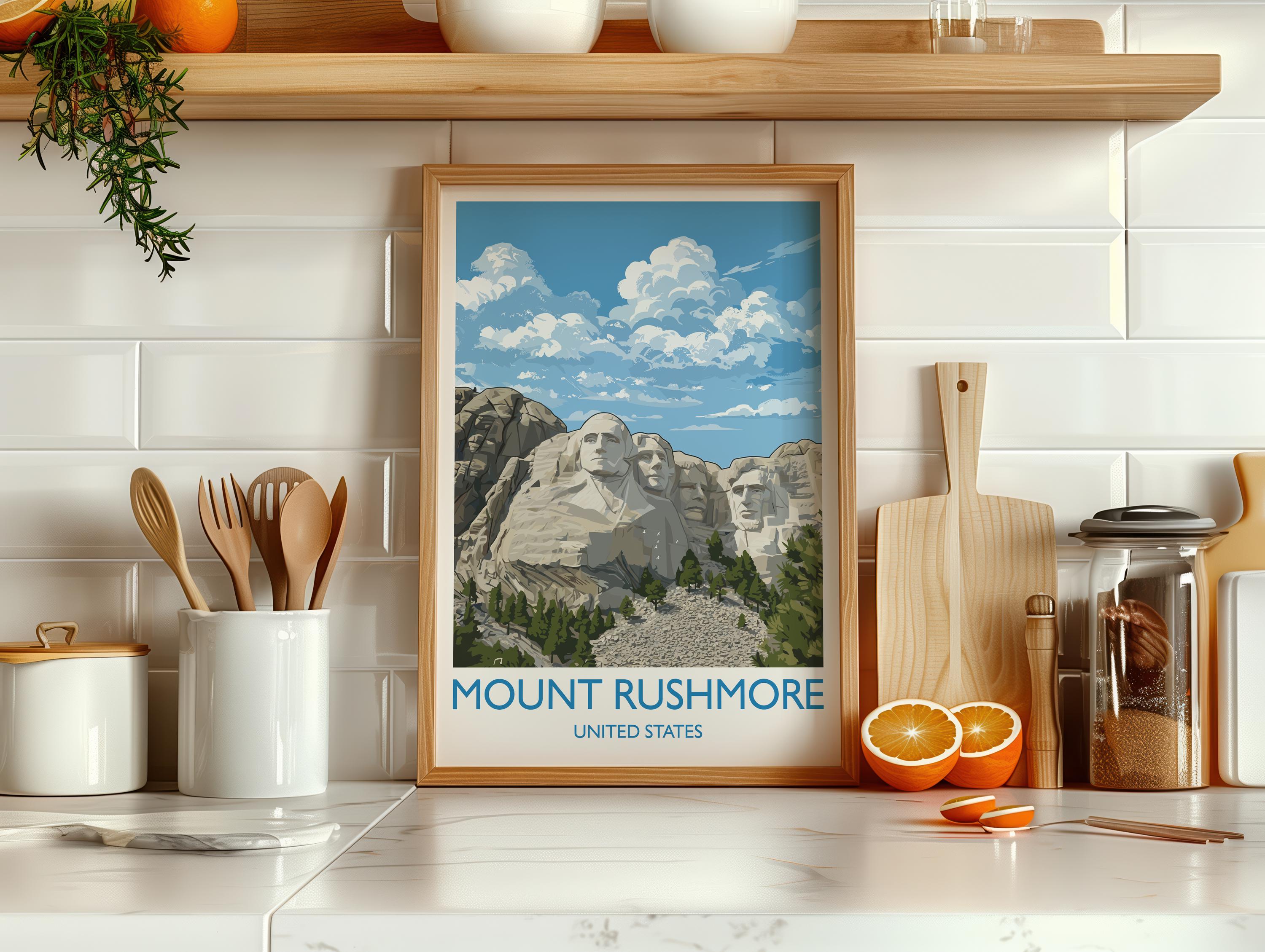 Mount Rushmore Print, South Dakota Art Gift, National Memorial Wall Art, Travel Poster NQ Media Designs