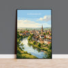 Shrewsbury Travel Print, River Severn Wall Art, Shrewsbury Town Poster, Historic Church Illustration, Shropshire Landscape, UK Decor