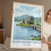 Eilean Donan Castle Scotland Travel Poster, Scottish Highlands Castle Wall Art, Landscape Print, Iconic Scotland Illustration, UK Decor