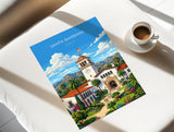 Santa Barbara Travel Poster, California Wall Art, Santa Barbara Courthouse Print, Spanish Colonial Architecture Poster, California Gift