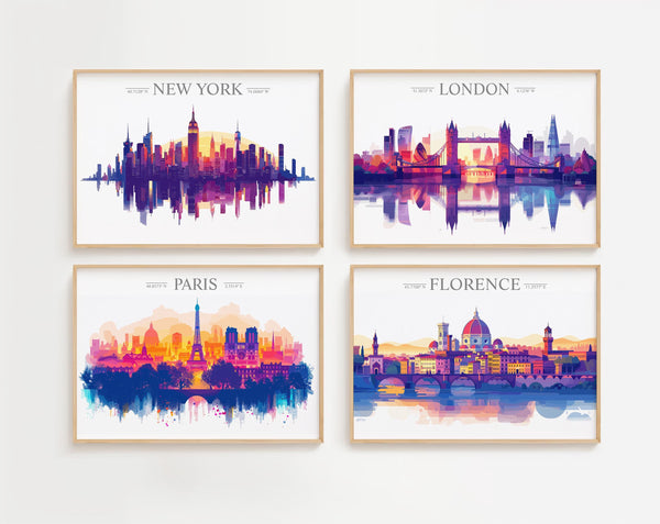 Budapest Travel Poster Skyline Wall Art Landscape, Travel Print of Budapest, Hungary Art Lovers Gift,Landscape Art Gift