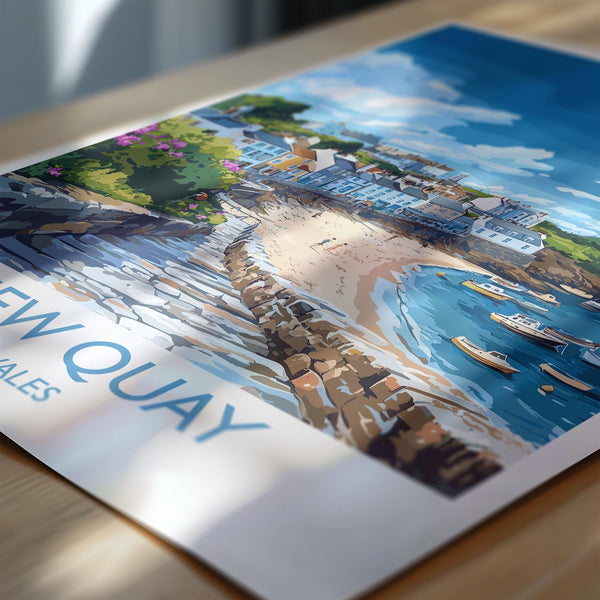 New Quay Travel Poster Wall Art, New Quay Travel Print, Wales, Ceredigion Welsh Art Gift, Wall Art Print