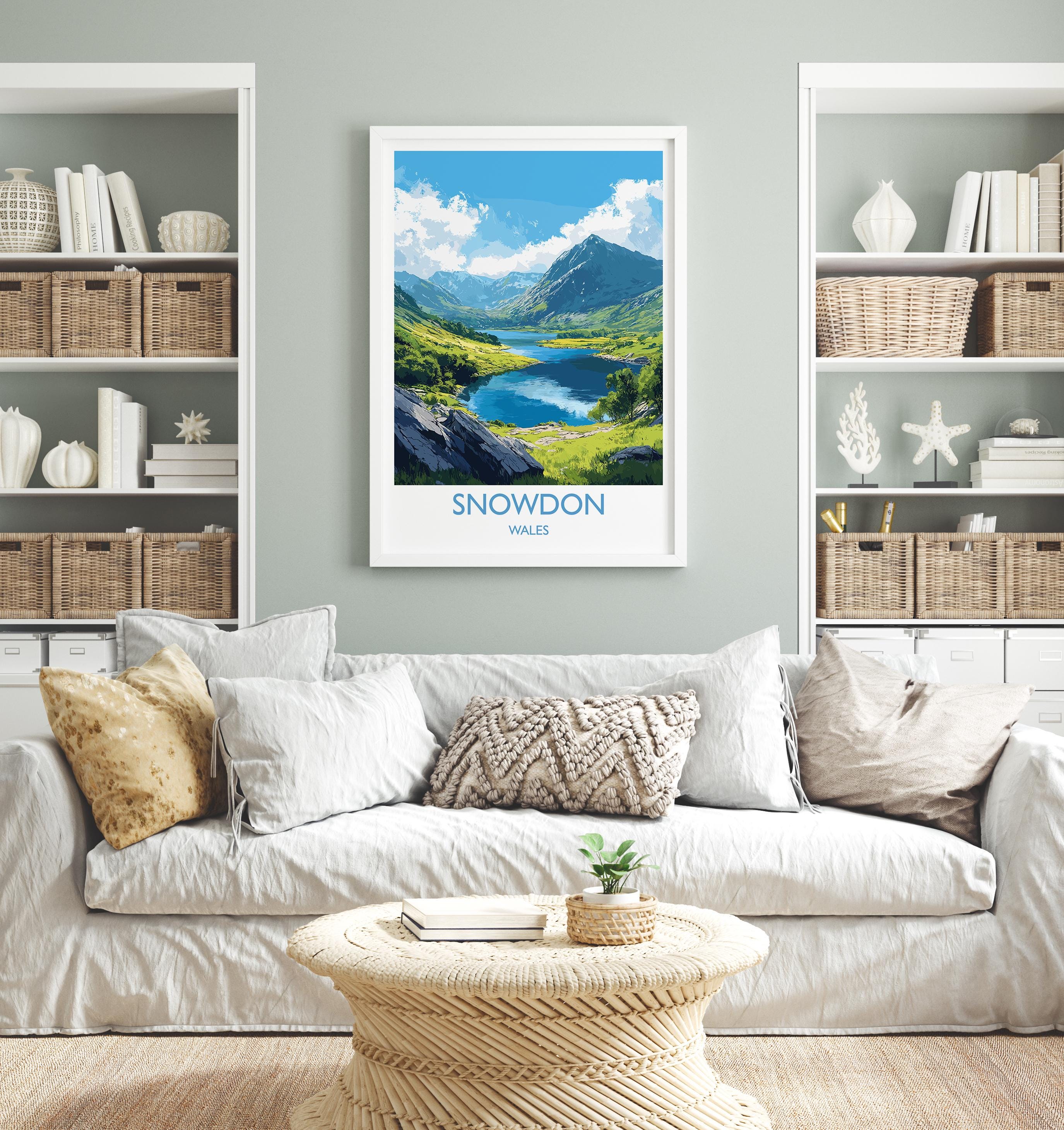 Snowdon Travel Poster, Snowdon Travel Print, Wales, Welsh Art, Snowdonia Gift, Wall Art Print NQ Media Designs