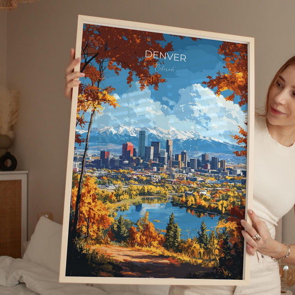 Denver Travel Print Wall Art, Travel Poster of Denver, Colorado, USA, Denver Art Lovers Gift