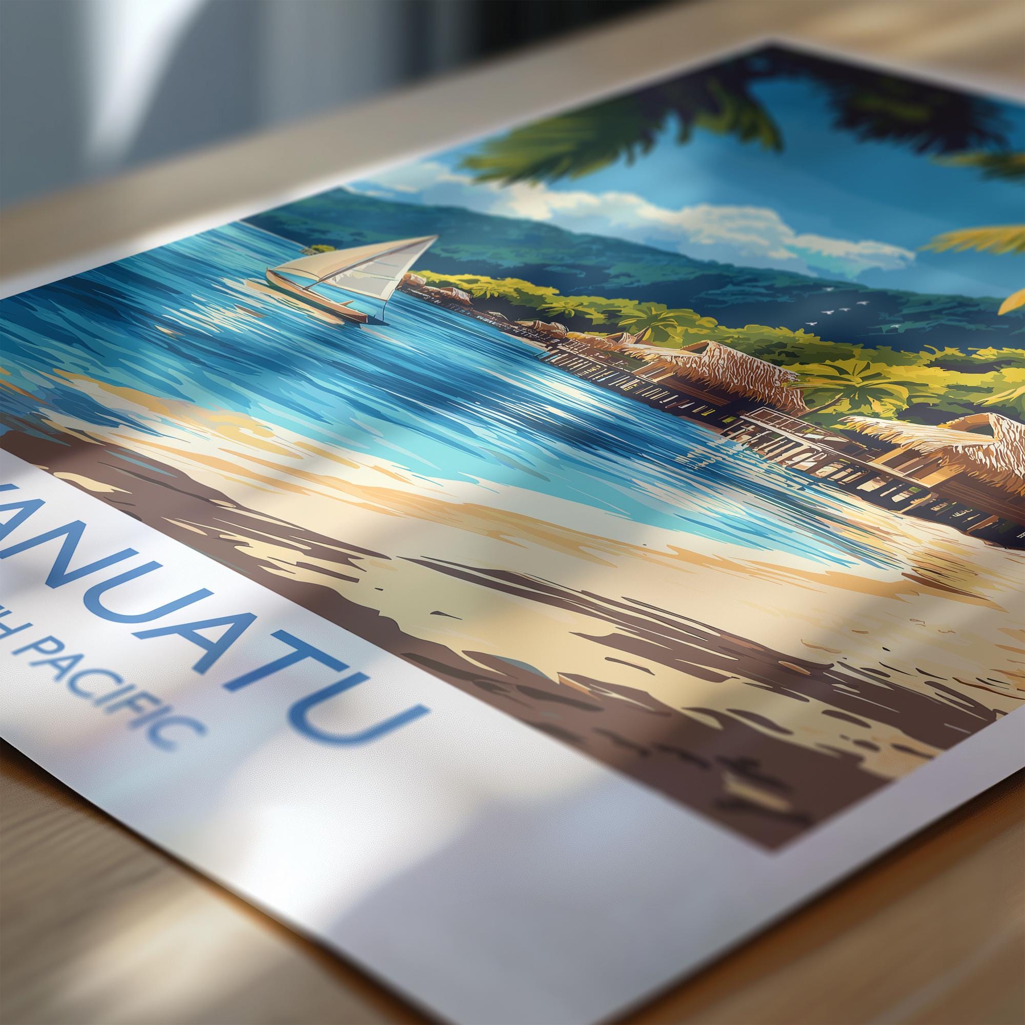 Vanuatu Travel Poster Wall Art, Travel Print of Vanuatu, South Pacific Islands Art Lovers Gift NQ Media Designs