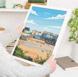Tenby Travel Print Wall Art, Tenby Travel Poster, Wales, Pembrokeshire Coast, Welsh Art Gift, Wall Art Print NQ Media Designs