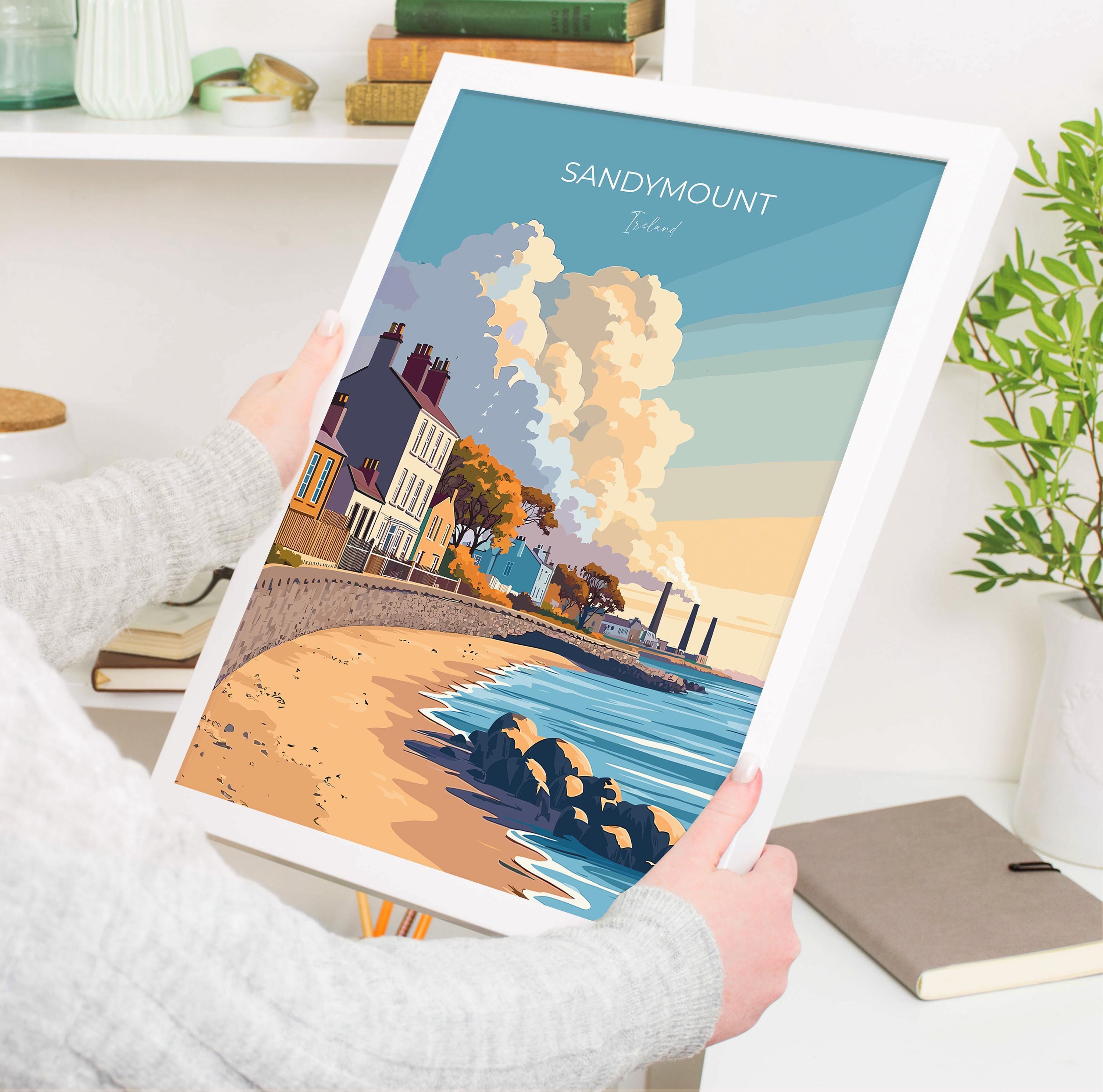 Sandymount Print, Travel Poster of Sandymount, Dublin Art, Ireland Coast, Travel Wall Art Gift NQ Media Designs