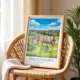Framlingham Castle Print, Suffolk Wall Art with Border, Medieval Castle Poster, English Travel Print, Framlingham Gift Print