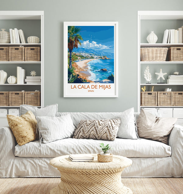 La Cala de Mijas Travel Print, Travel Poster of La Cala de Mijas, Spain, Malaga Art, Malaga Gift, Wall Art Print