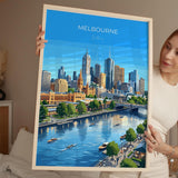 Melbourne Australia Poster, Victoria Wall Art, Yarra River Travel Print, Australian City Decor, Melbourne Gift
