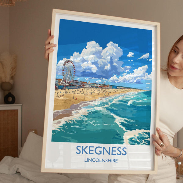 Skegness Travel Poster Wall Art, Travel Print of Skegness, England, Lincolnshire Seaside Art Lovers Gift, Travel Art Gift