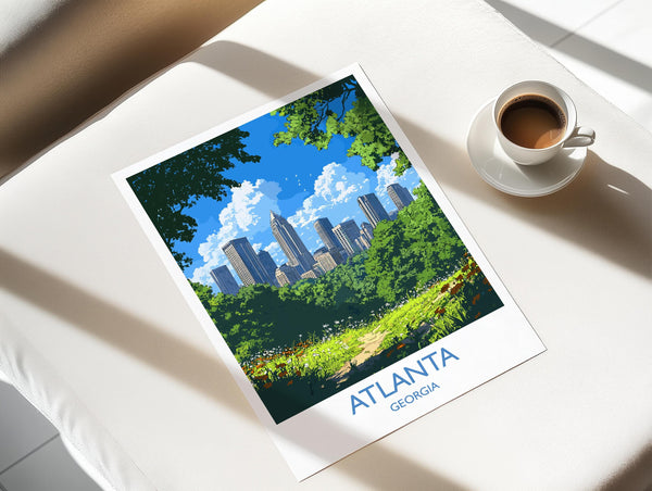 Atlanta Travel Print, Travel Poster of Atlanta, Georgia, Atlanta City Art Lovers Gift, USA Gift, Wall Art Print