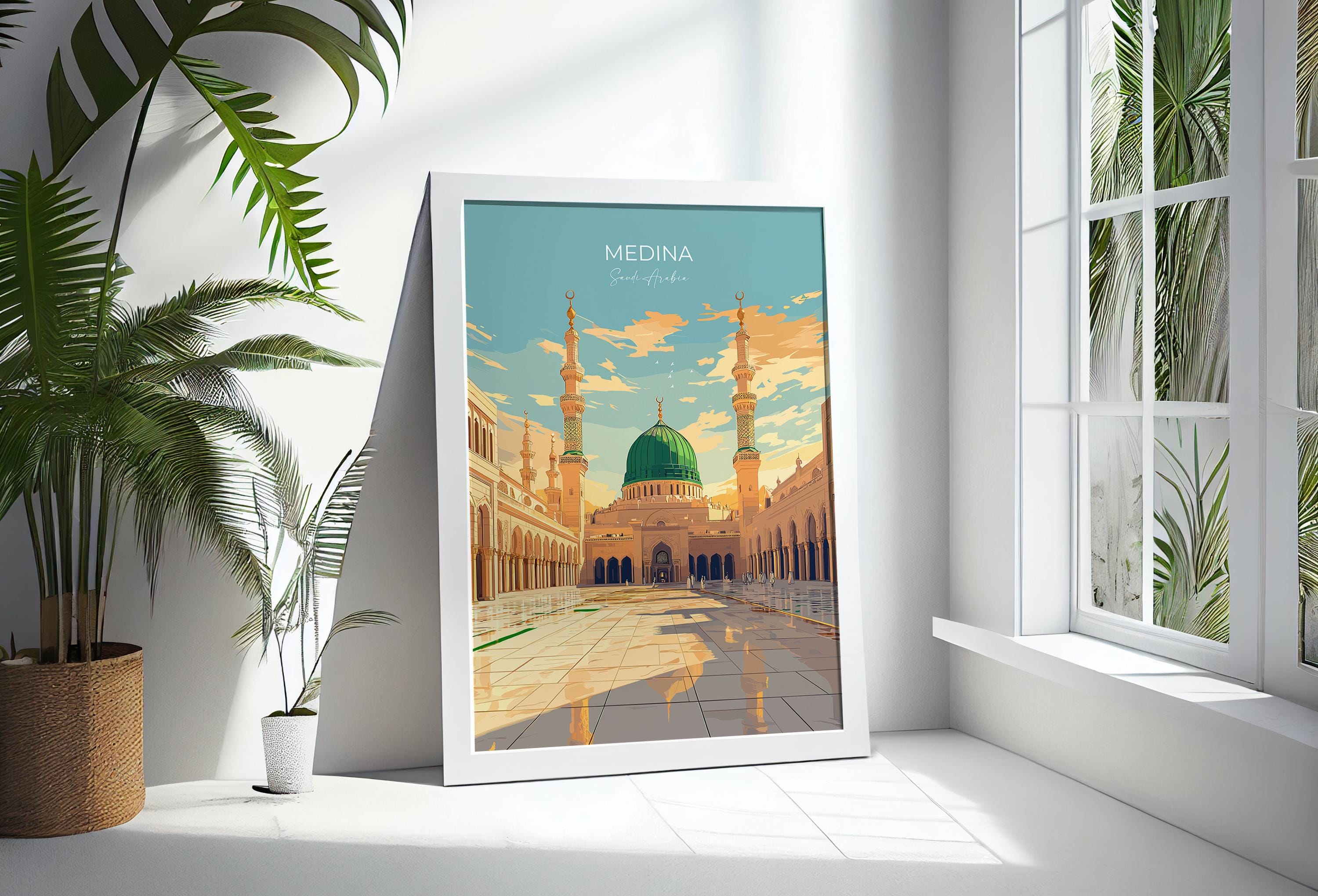 Medina Print Wall Art, Medina Travel Poster, Saudi Arabia Wall Art Gift, Medina Art Lovers Gift, Travel Wall Decor NQ Media Designs