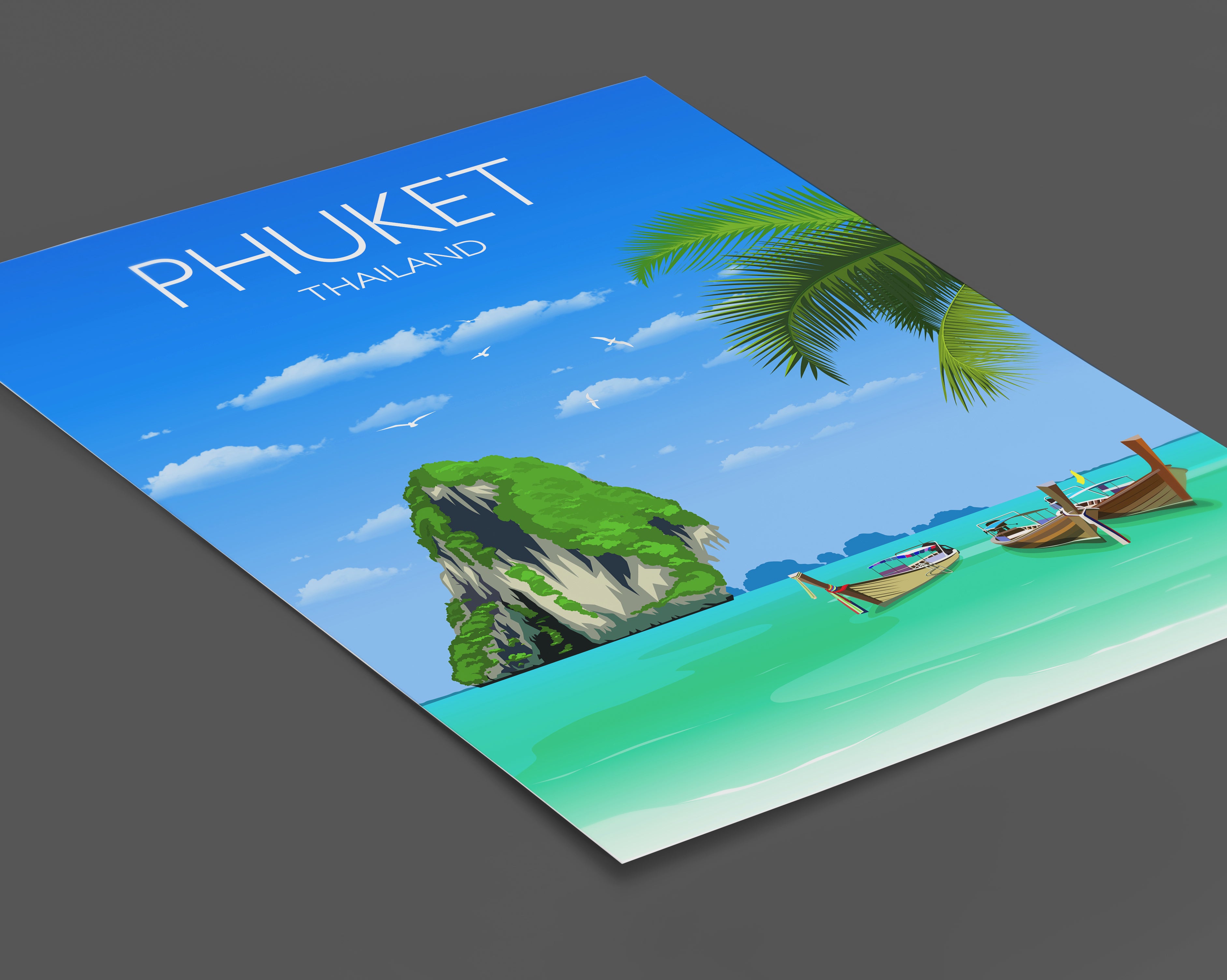 a book with a picture of a beach and a boat