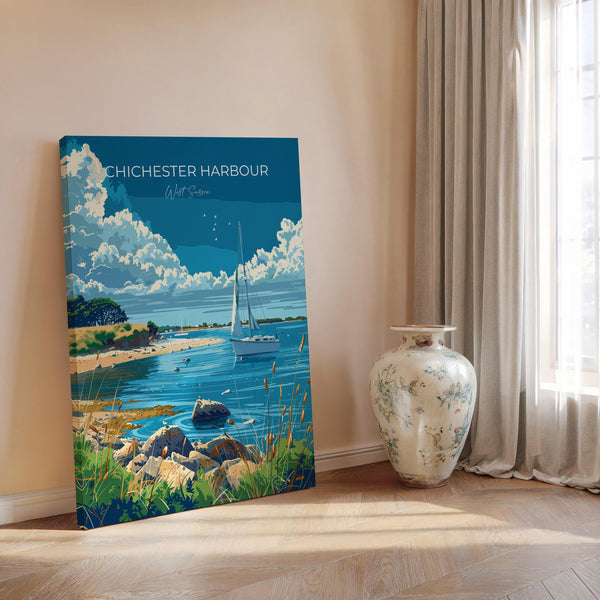 Chichester Harbour Travel Print Wall Art, West Sussex Travel Poster, English Countryside Art Gift, Wall Art Print
