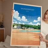 Saundersfoot Travel Poster - Vibrant Coastal Artwork | Pembrokeshire Coast Art Print NQ Media Designs