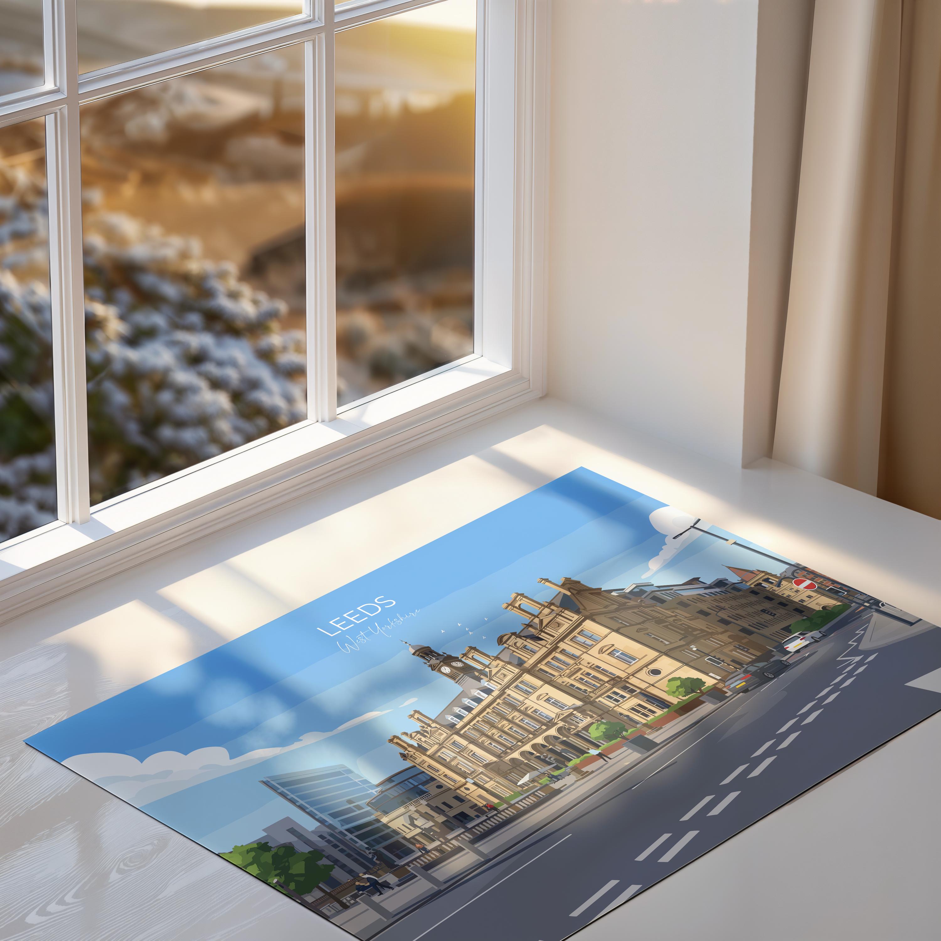 Leeds City Art Print, Leeds City Square, West Yorkshire Landscape Poster, England UK City Travel Decor NQ Media Designs