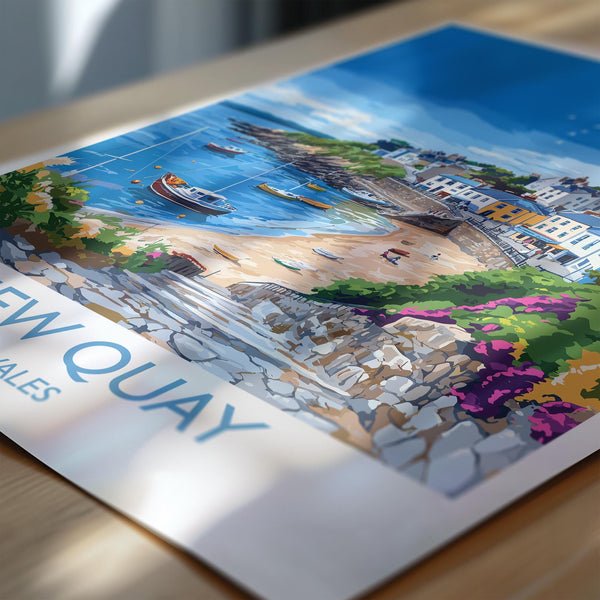 New Quay Travel Poster Wall Art, New Quay Travel Print, Wales, Ceredigion Welsh Art Gift, Wall Art Print