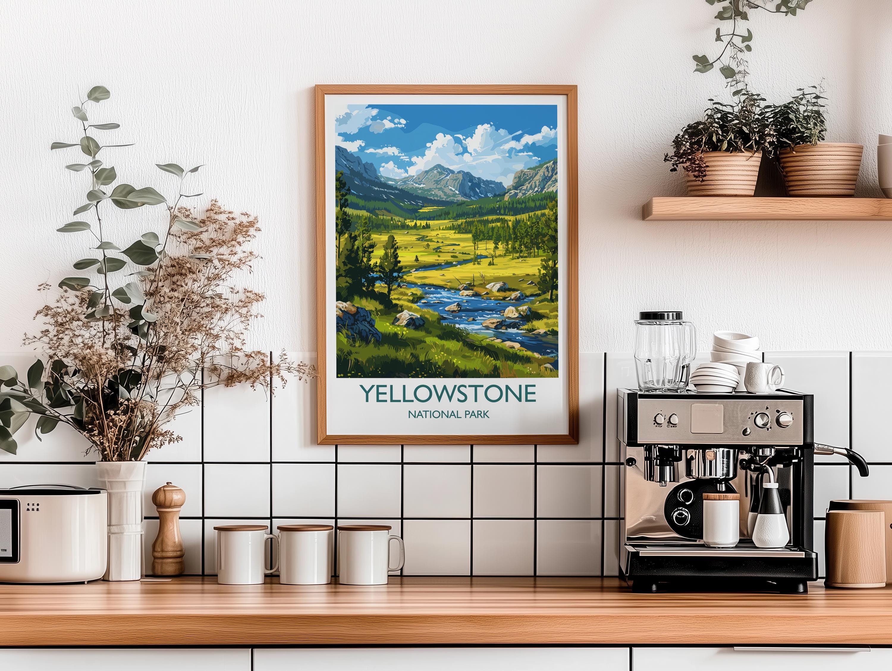 Yellowstone National Park Travel Poster Wall Art, Travel Print of Yellowstone, National Park Art Lovers Gift, Wyoming, USA, Wall Art Gift NQ Media Designs