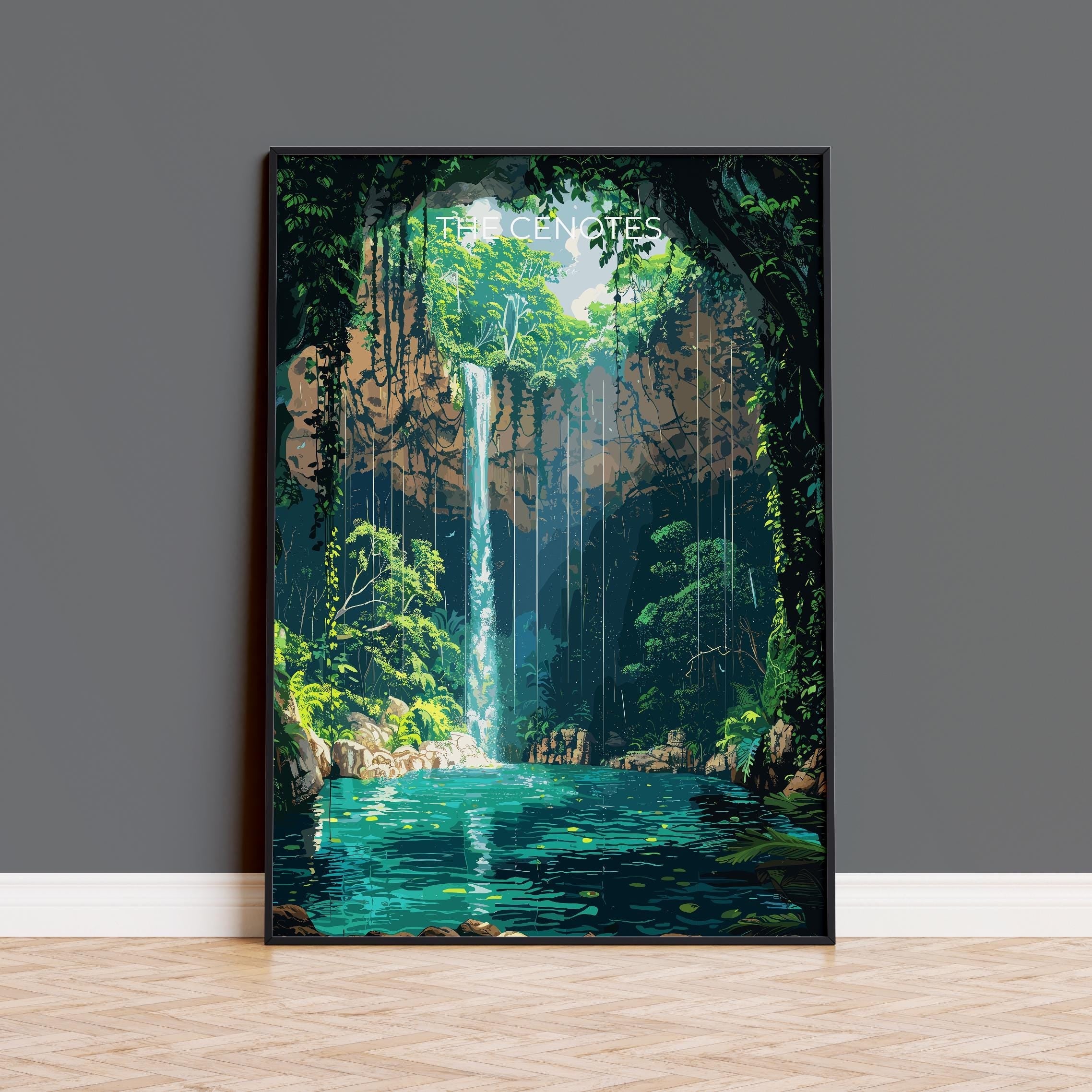 Cenotes of Yucatan Travel Poster, Mexico Travel Print Collection, Travel Wall Art, Cenotes Art Print Gift, Yucatan Art NQ Media Designs
