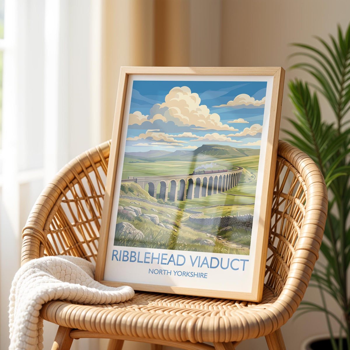 Ribblehead Viaduct Print, Yorkshire Dales Wall Art with Border, Settle Carlisle Railway Poster, England Travel Print, Ribblehead Gift