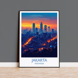 Jakarta Travel Print, Travel Poster of Jakarta, Indonesia, Jakarta Art Lovers Gift, Wall Art Decor Print Gift NQ Media Designs