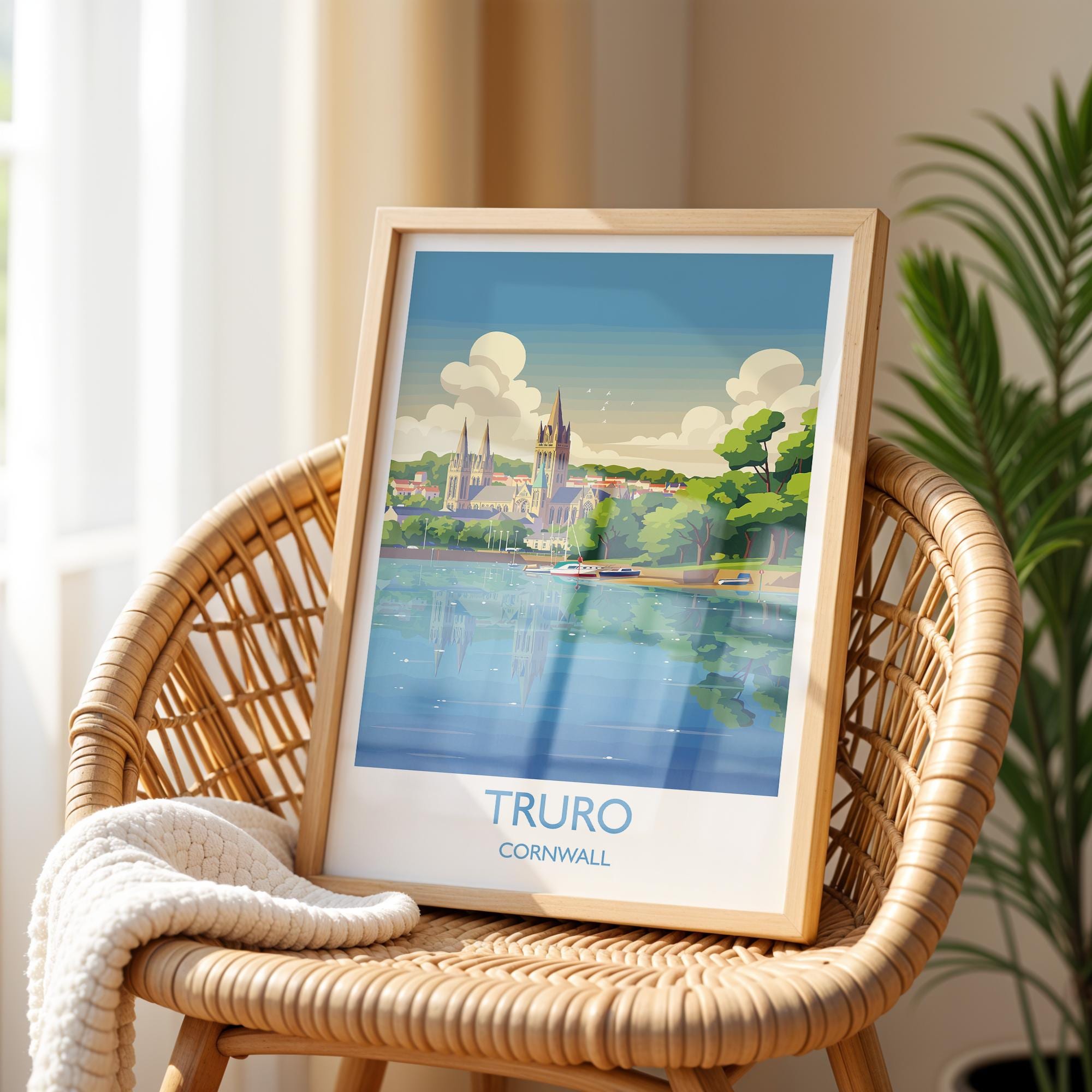 Truro Travel Print, Travel Poster of Truro, England, Cornwall Art, Truro Cathedral Art Lovers Gift, Wall Art Print NQ Media Designs